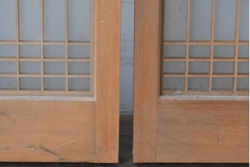 ヴィンテージ建具　昭和中期　繊細な組子細工が美しい両面ガラスの書院窓2枚セット　(R-085597)