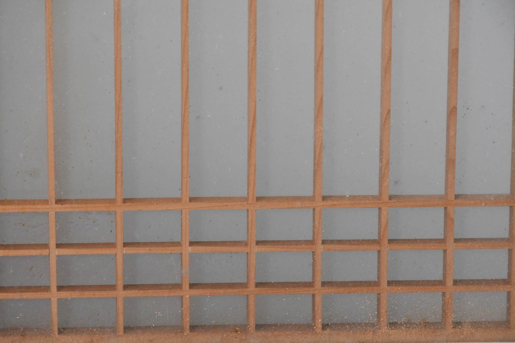 ヴィンテージ建具　昭和中期　繊細な組子細工が美しい両面ガラスの書院窓2枚セット　(R-085597)