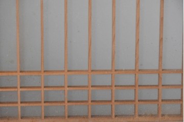 ヴィンテージ建具　昭和中期　繊細な組子細工が美しい両面ガラスの書院窓2枚セット　(R-085597)