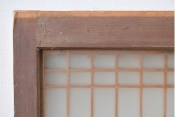 ヴィンテージ建具　昭和中期　繊細な組子細工が美しい両面ガラスの書院窓2枚セット　(R-085597)