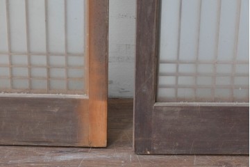 ヴィンテージ建具　昭和中期　繊細な組子細工が美しい両面ガラスの書院窓2枚セット　(R-085597)