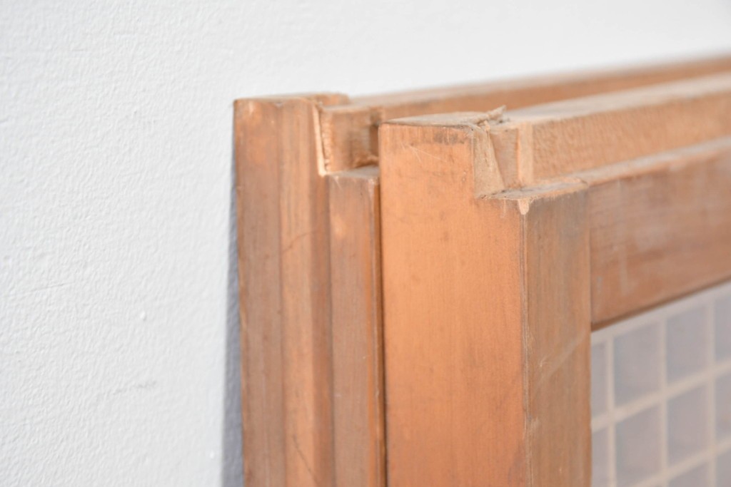 ヴィンテージ建具　昭和中期　繊細な組子細工が美しい両面ガラスの書院窓2枚セット　(R-085597)