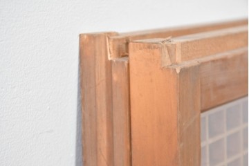 ヴィンテージ建具　昭和中期　繊細な組子細工が美しい両面ガラスの書院窓2枚セット　(R-085597)