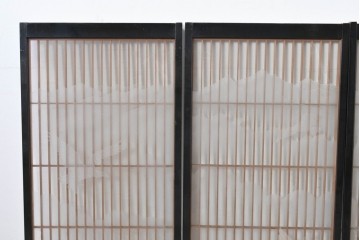 ヴィンテージ建具　高級品　希少　エッチングガラス入り書院戸4枚セット　(R-085598)