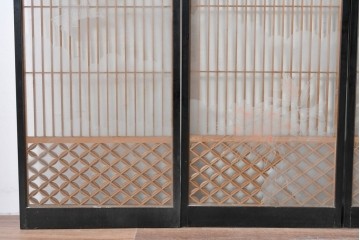 ヴィンテージ建具　高級品　希少　エッチングガラス入り書院戸4枚セット　(R-085598)