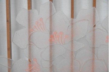 ヴィンテージ建具　高級品　希少　エッチングガラス入り書院戸4枚セット　(R-085598)