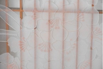 ヴィンテージ建具　高級品　希少　エッチングガラス入り書院戸4枚セット　(R-085598)