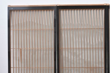 ヴィンテージ建具　高級品　希少　エッチングガラス入り書院戸4枚セット　(R-085598)