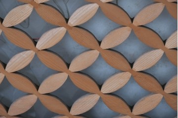 ヴィンテージ建具　高級品　希少　エッチングガラス入り書院戸4枚セット　(R-085598)