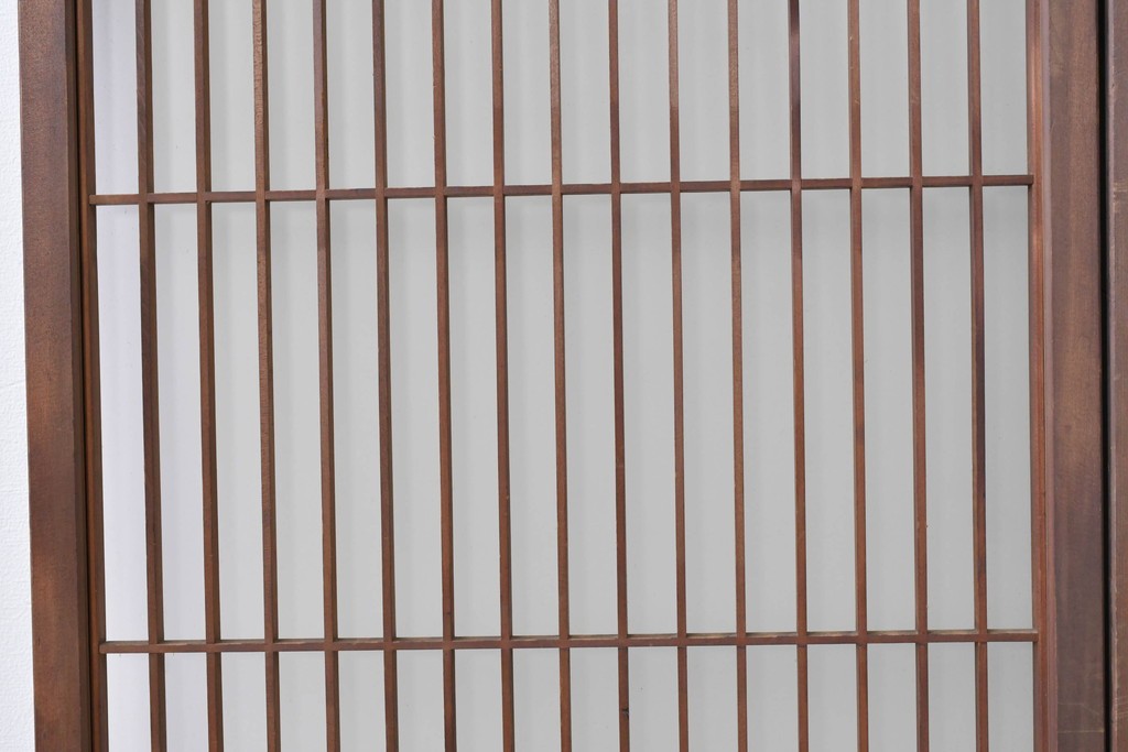 ヴィンテージ建具　昭和中期　縦格子と菱組子が調和したガラス格子の書院戸2枚セット　(R-085599)