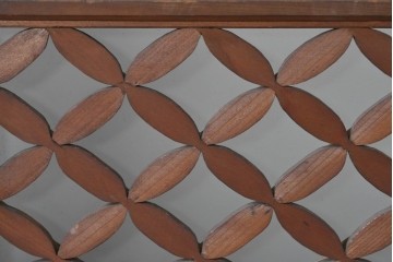 ヴィンテージ建具　昭和中期　縦格子と菱組子が調和したガラス格子の書院戸2枚セット　(R-085599)