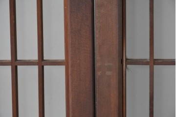 ヴィンテージ建具　昭和中期　縦格子と菱組子が調和したガラス格子の書院戸2枚セット　(R-085599)