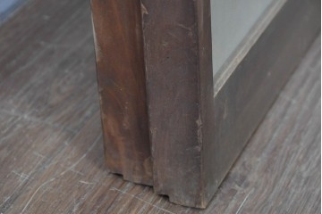 ヴィンテージ建具　昭和中期　縦格子と菱組子が調和したガラス格子の書院戸2枚セット　(R-085599)