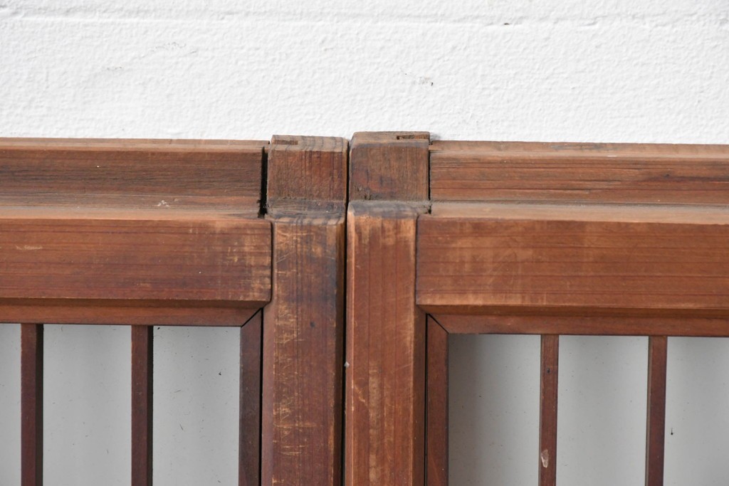 ヴィンテージ建具　昭和中期　雄大な富士山を描いた組子入り書院窓4枚セット　(R-085601)