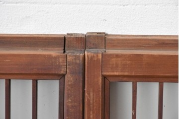 ヴィンテージ建具　昭和中期　雄大な富士山を描いた組子入り書院窓4枚セット　(R-085601)