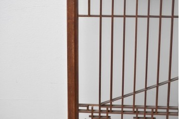 ヴィンテージ建具　昭和中期　雄大な富士山を描いた組子入り書院窓4枚セット　(R-085601)