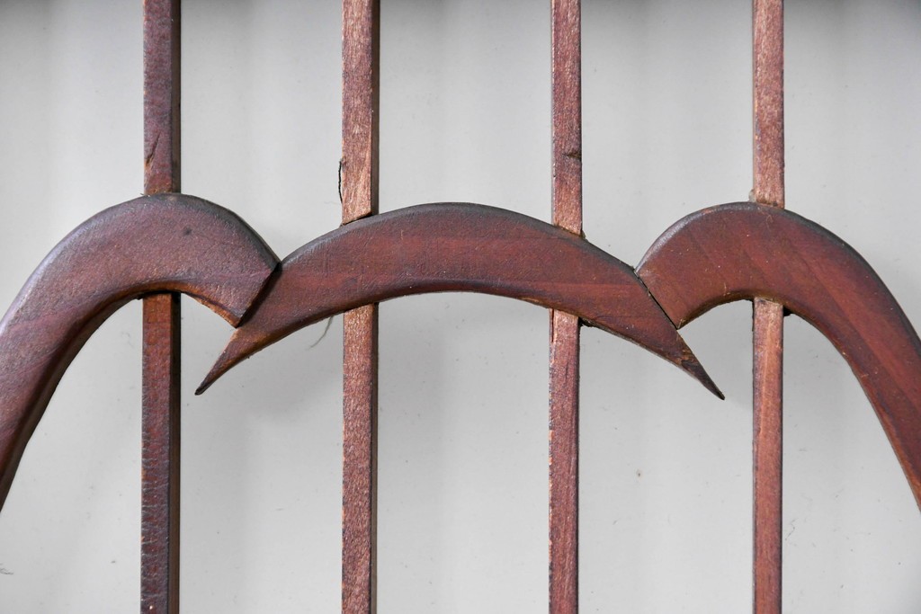 ヴィンテージ建具　昭和中期　雄大な富士山を描いた組子入り書院窓4枚セット　(R-085601)