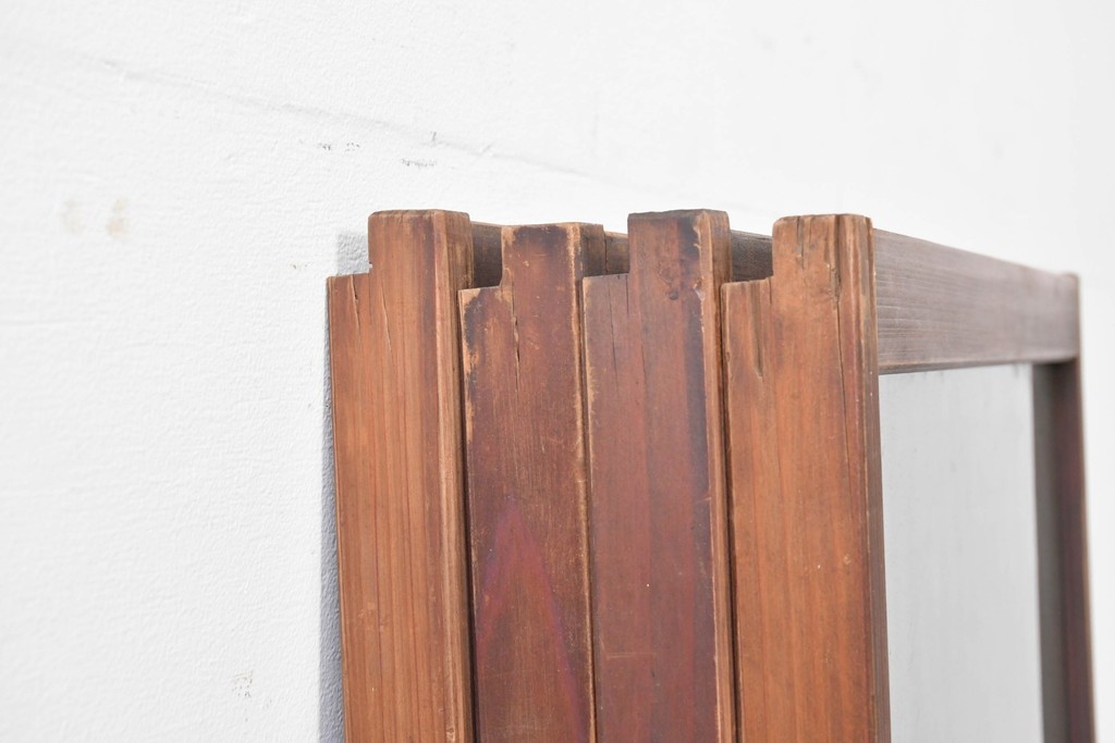 ヴィンテージ建具　昭和中期　雄大な富士山を描いた組子入り書院窓4枚セット　(R-085601)