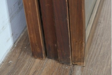 ヴィンテージ建具　昭和中期　雄大な富士山を描いた組子入り書院窓4枚セット　(R-085601)