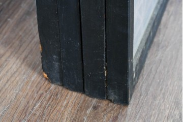 ヴィンテージ建具　昭和中期　片面ガラス　黒框に組子細工が引き立つ書院戸4枚セット　(R-085602)