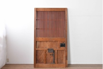 アンティーク建具　明治から大正期　美しい漆塗りの富山格子蔵戸1枚　(R-085603)