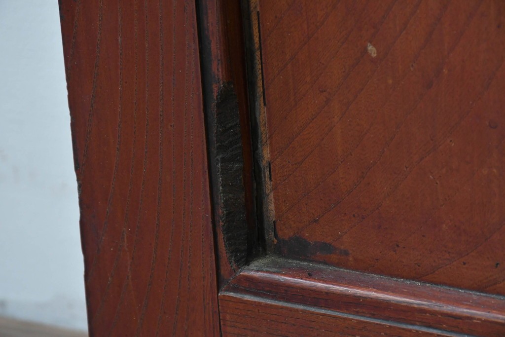 アンティーク建具　明治から大正期　重厚な金具が立派な富山格子蔵戸1枚　(R-085604)