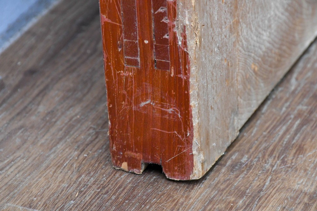 アンティーク建具　明治から大正期　重厚な金具が印象的な富山格子蔵戸1枚　(R-085605)