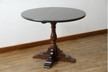 中古　松本民芸家具　A-I型丸卓　重厚で安定感のあるデザインのラウンドテーブル　(R-085608)