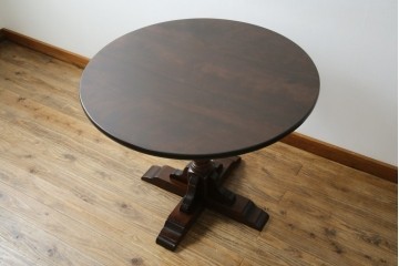 中古　松本民芸家具　A-I型丸卓　重厚で安定感のあるデザインのラウンドテーブル　(R-085608)