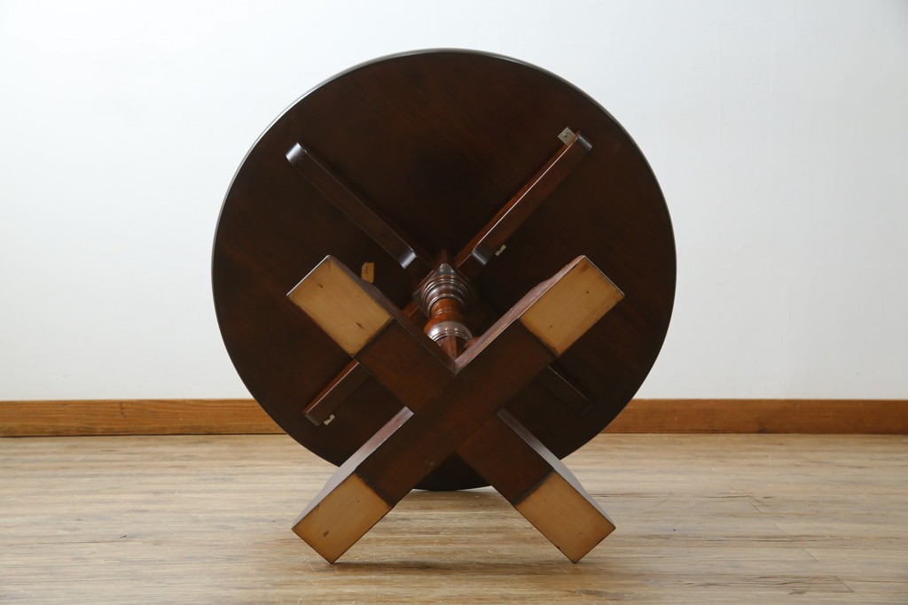 中古　松本民芸家具　A-I型丸卓　重厚で安定感のあるデザインのラウンドテーブル　(R-085608)