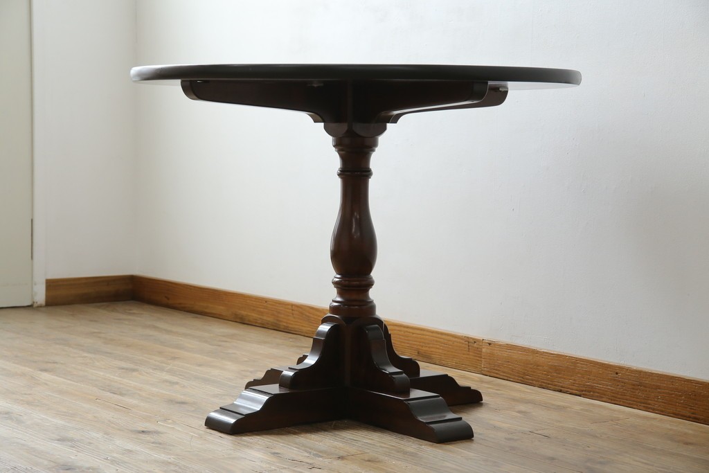 中古　松本民芸家具　A-I型丸卓　重厚で安定感のあるデザインのラウンドテーブル　(R-085608)