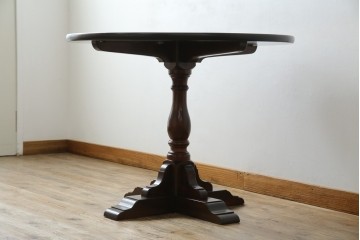 中古　松本民芸家具　A-I型丸卓　重厚で安定感のあるデザインのラウンドテーブル　(R-085608)