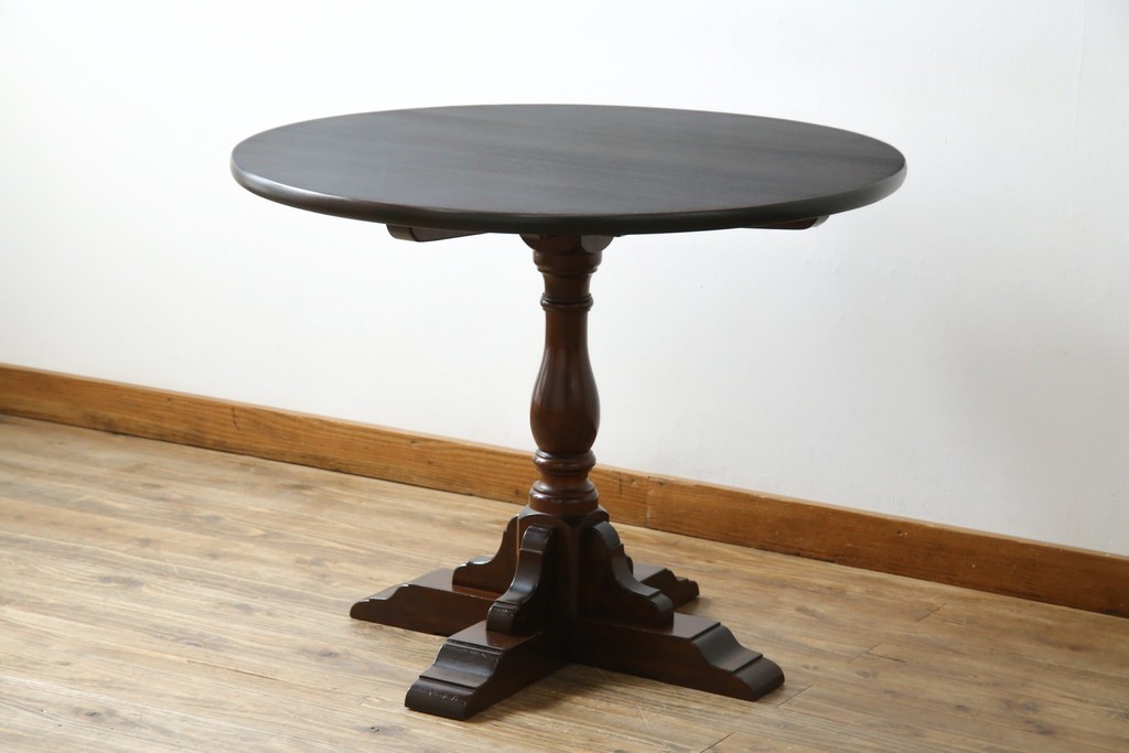 中古　松本民芸家具　A-I型丸卓　重厚で安定感のあるデザインのラウンドテーブル　(R-085608)