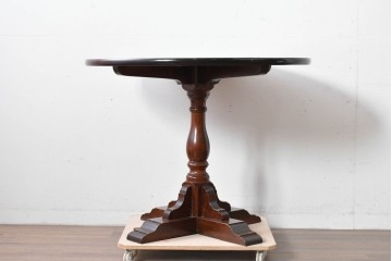 中古　松本民芸家具　A-I型丸卓　重厚で安定感のあるデザインのラウンドテーブル　(R-085608)