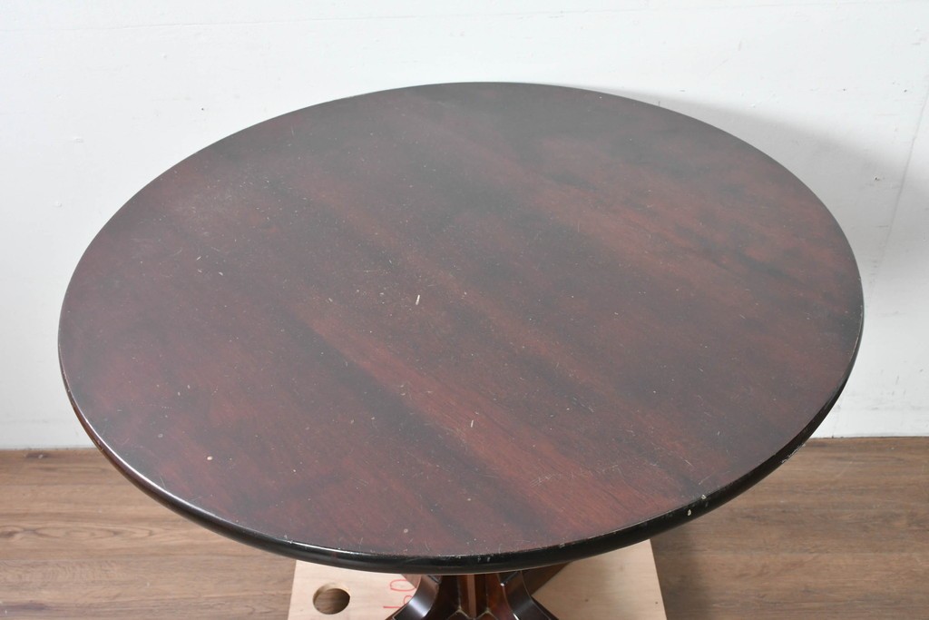 中古　松本民芸家具　A-I型丸卓　重厚で安定感のあるデザインのラウンドテーブル　(R-085608)