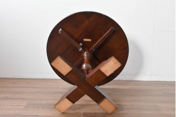 中古　松本民芸家具　A-I型丸卓　重厚で安定感のあるデザインのラウンドテーブル　(R-085608)