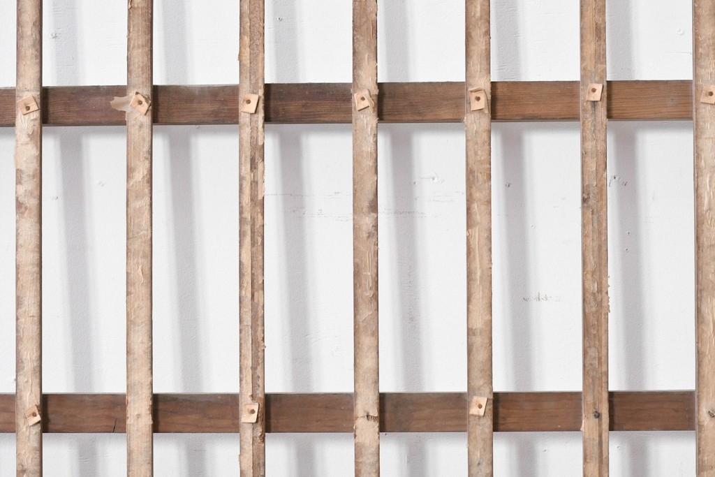 和製アンティーク　明治から大正期　味わい深い木味と格子が魅力の格子蔵戸1枚　(R-085613)