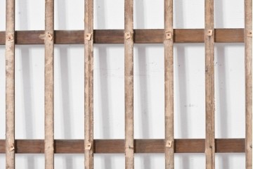 和製アンティーク　明治から大正期　味わい深い木味と格子が魅力の格子蔵戸1枚　(R-085613)