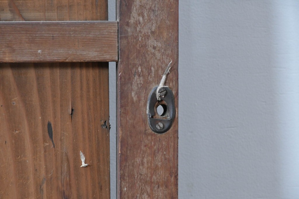 和製アンティーク　明治から大正期　味わい深い木味と格子が魅力の格子蔵戸1枚　(R-085613)