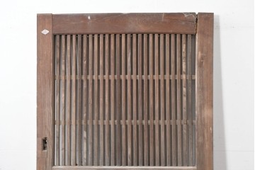 和製アンティーク　明治から大正期　重厚　極太框が存在感を放つ格子蔵戸1枚　(R-085614)