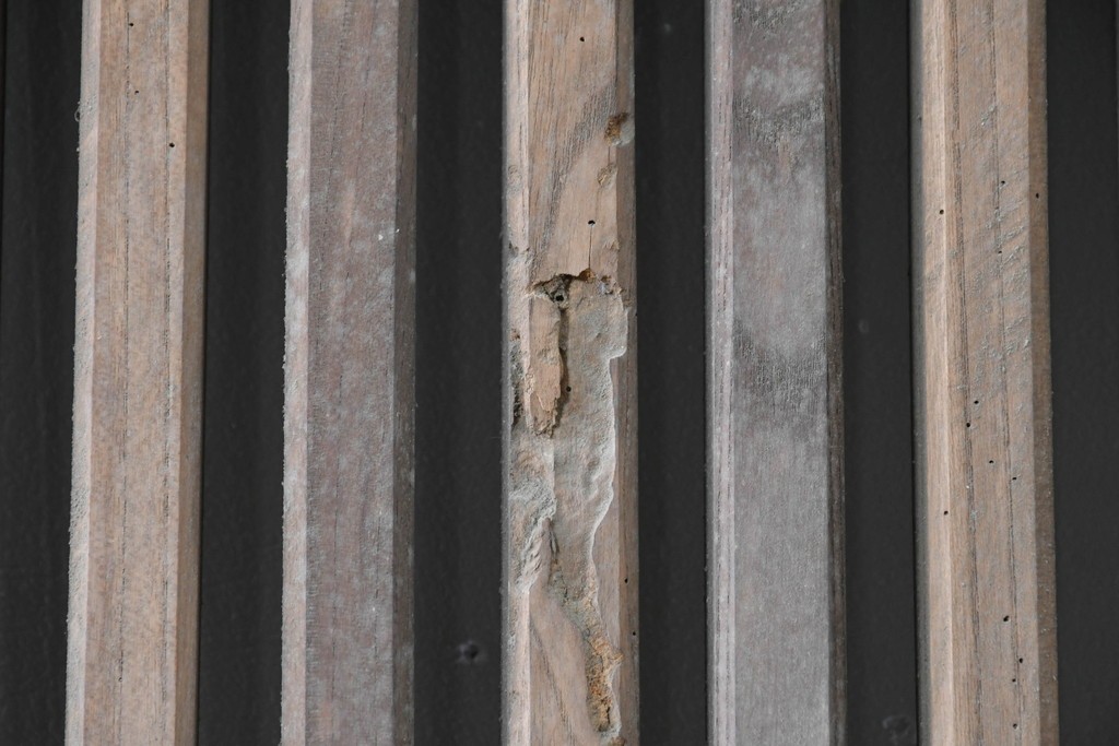 和製アンティーク　明治から大正期　重厚　極太框が存在感を放つ格子蔵戸1枚　(R-085614)