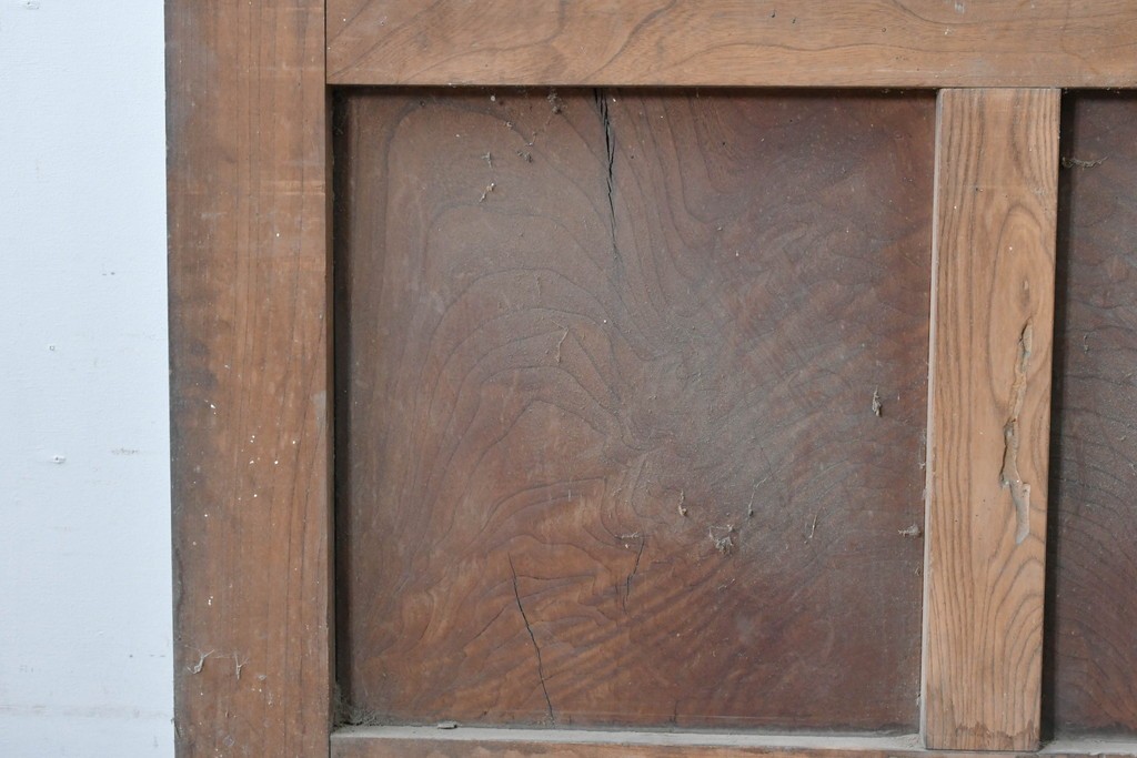 和製アンティーク　明治から大正期　重厚　極太框が存在感を放つ格子蔵戸1枚　(R-085614)
