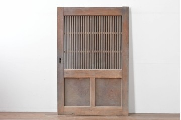 和製アンティーク　明治から大正期　重厚　極太框が存在感を放つ格子蔵戸1枚　(R-085615)