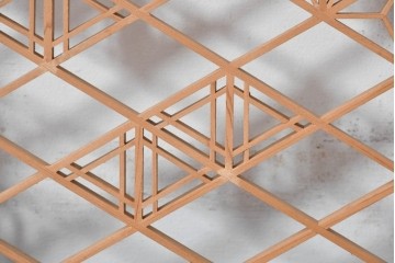 ヴィンテージ建具　昭和後期　緻密な組子文様と流れるような菱格子が品良く引き立つ欄間1枚　(R-085617)