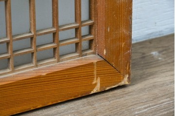 ヴィンテージ建具　昭和中期　片面ガラス　繊細な細格子と連続する組子文様が美しく整う欄間1枚　(R-085618)