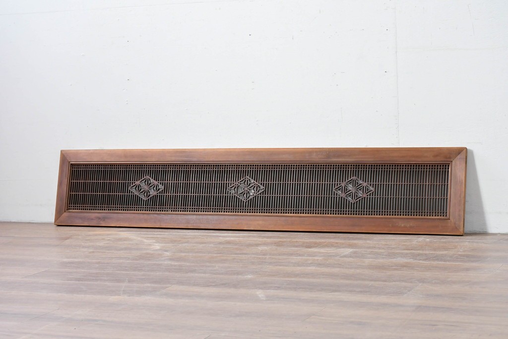 アンティーク建具　明治から大正期　細格子に菱形組子入りの欄間1枚　(R-085619)