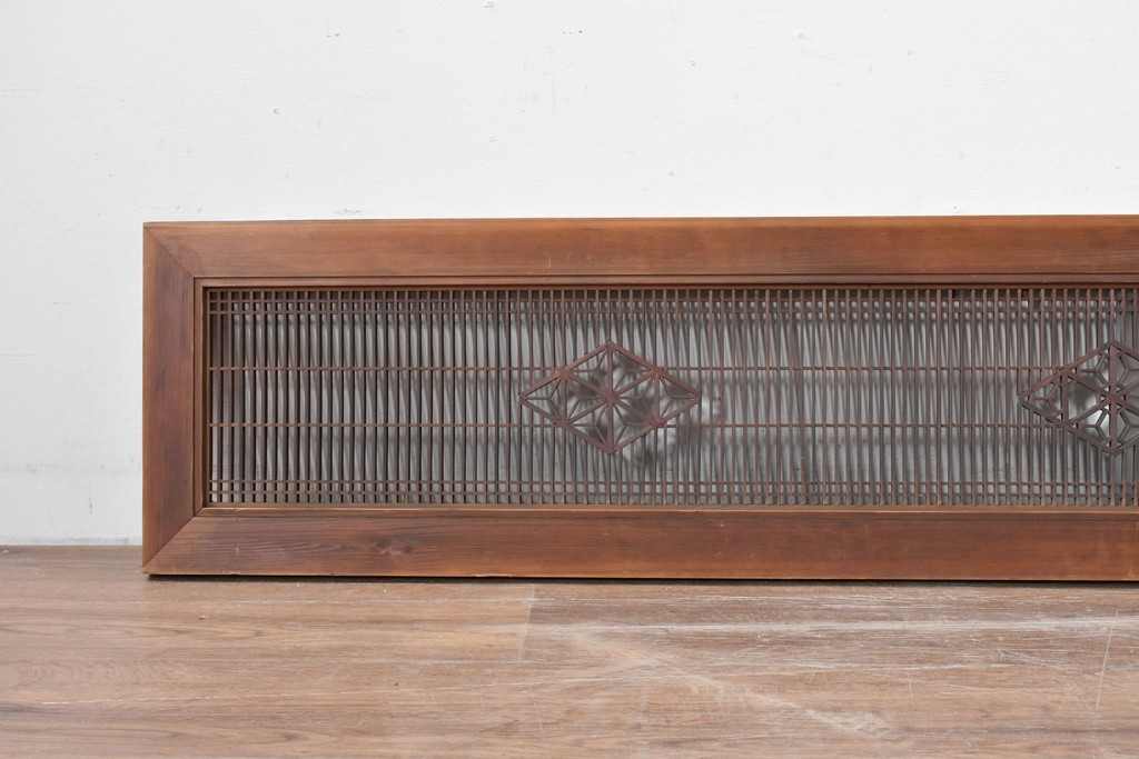 アンティーク建具　明治から大正期　細格子に菱形組子入りの欄間1枚　(R-085619)