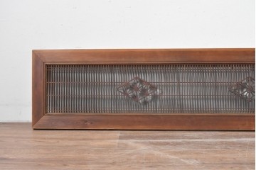 アンティーク建具　明治から大正期　細格子に菱形組子入りの欄間1枚　(R-085619)