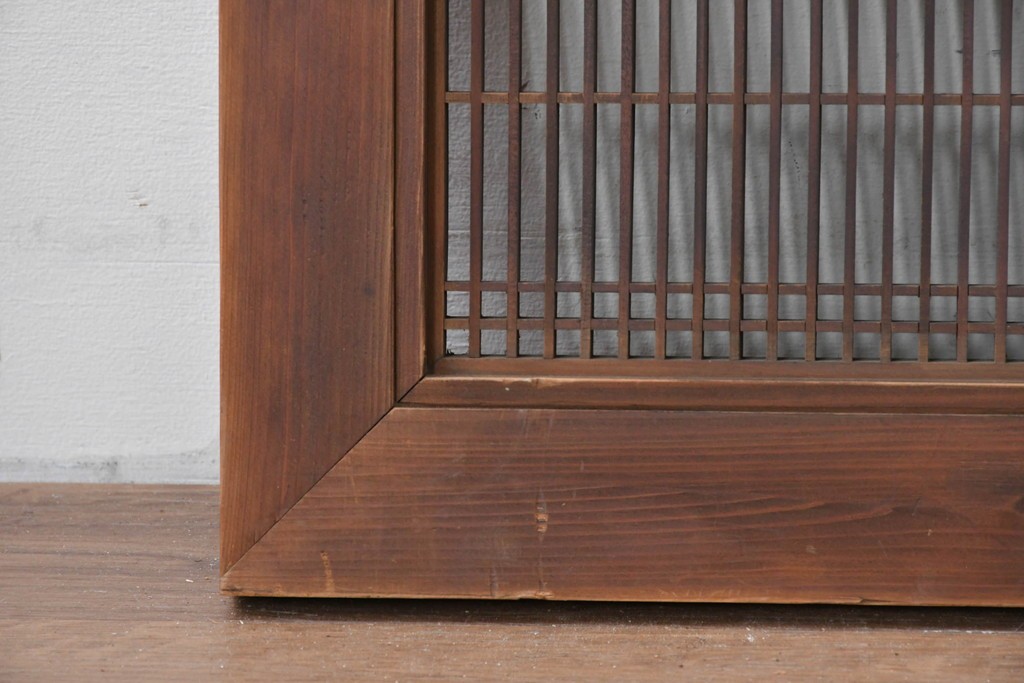 アンティーク建具　明治から大正期　細格子に菱形組子入りの欄間1枚　(R-085619)