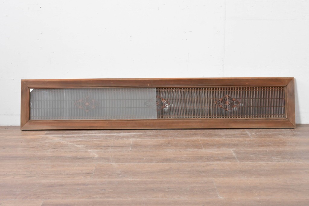 アンティーク建具　明治から大正期　細格子に菱形組子入りの欄間1枚　(R-085619)